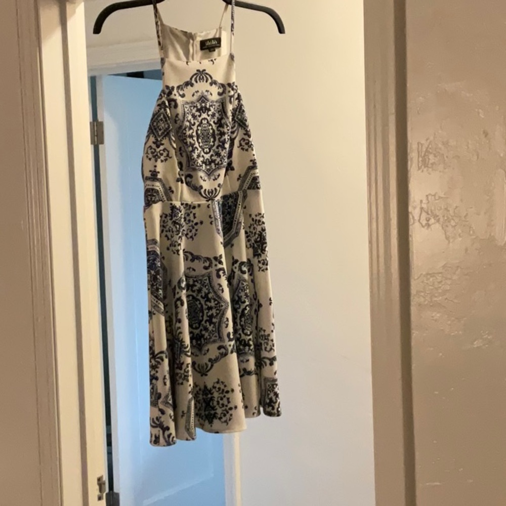 Elegant Blue and White Dress